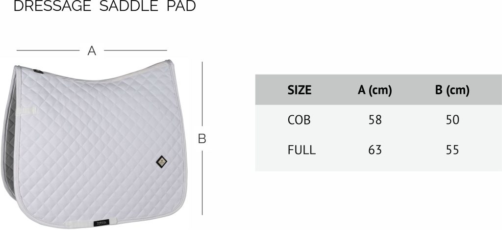 TORPOL_Dressage Saddle Pad COB_FULL - Size Chart