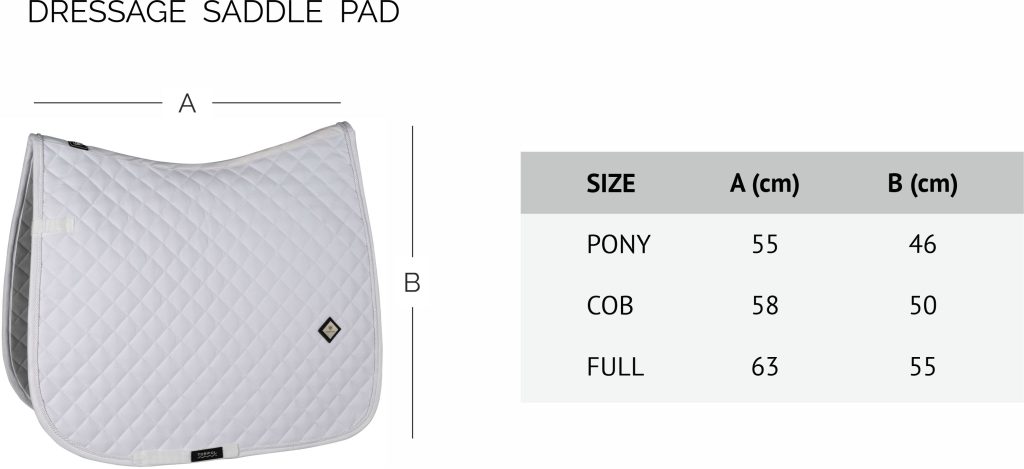 TORPOL_Dressage Saddle Pad - Size Chart