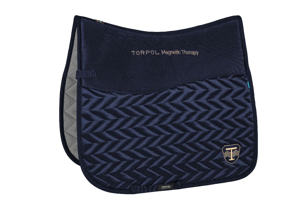 TORPOL_Classic_B-nev_Magnetic_Dressage_Saddle_Pad_navy_left_side