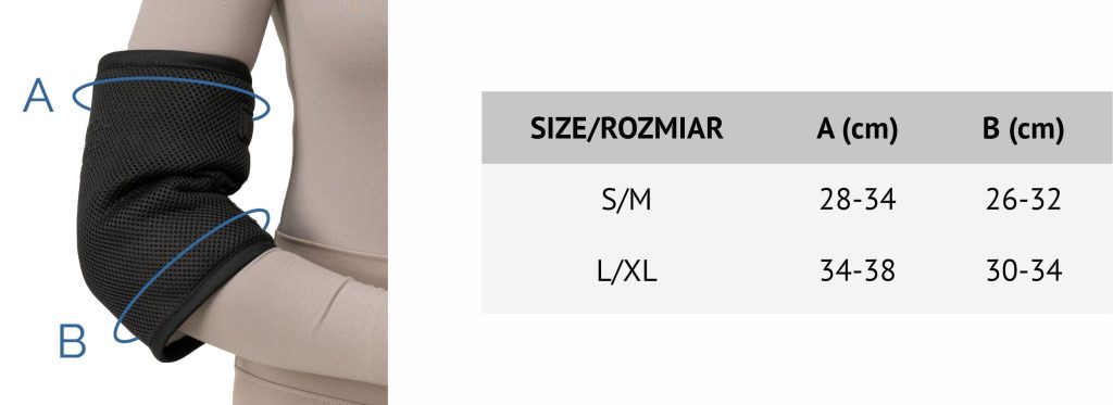 Magnetic Elbow Protector - size chart