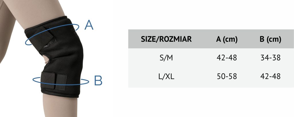 Magnetic Knee Protector - size chart