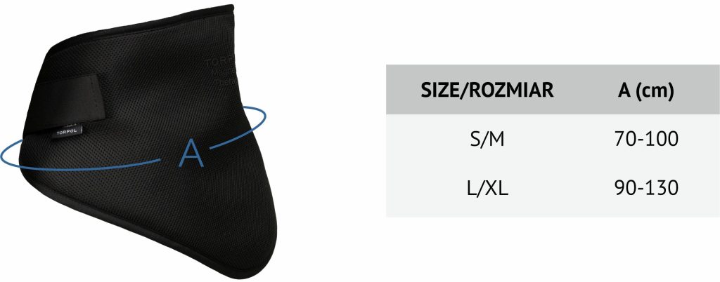 Magnetic Lumbar Protector - size chart